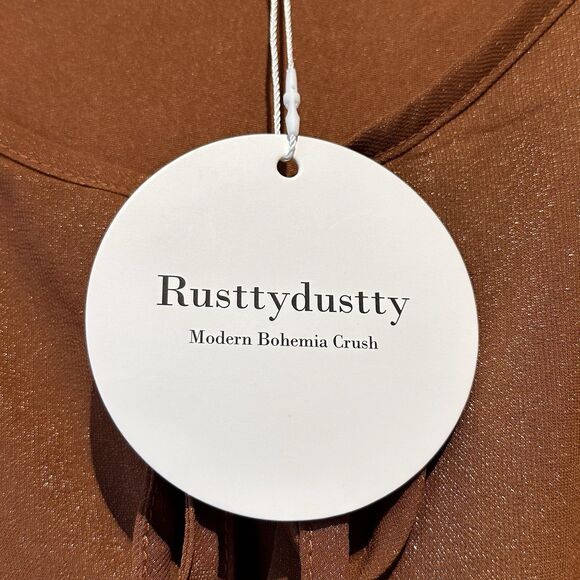 Rustty Dustty Dress Women's XL Burnt Orange Cottagecore Western Boho NWT - Picture 12 of 15